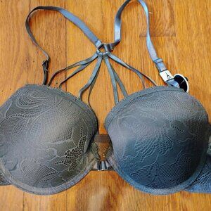 French Affair Women Full Figure Bra Size 38C Lace Grey Padded Underwire